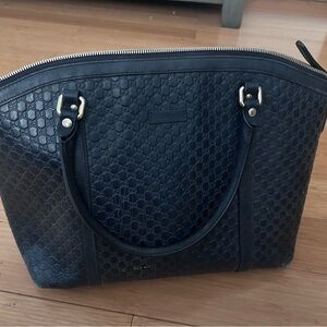 Gucci Navy Textured Tote Bag